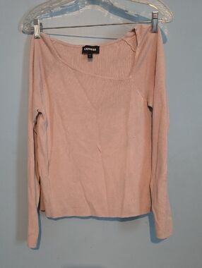 Express Scoop Neck Long Sleeve Top - Light Blush